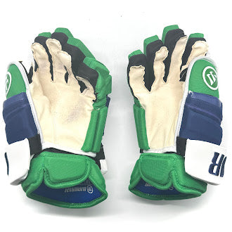Warrior Covert QRE Pro – Gant d'occasion NHL Pro Stock – Tony Deangelo (bleu/vert/blanc)